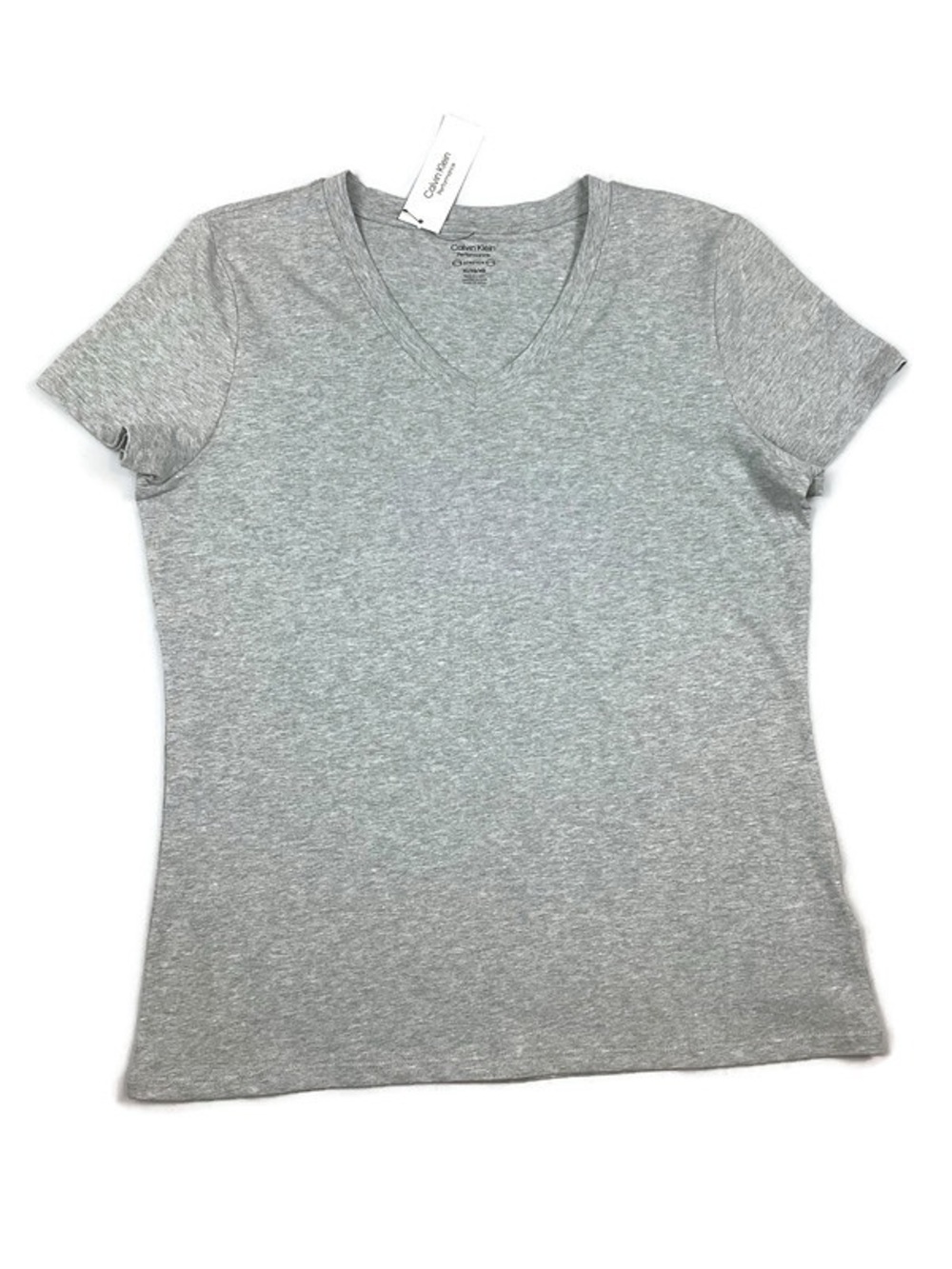 Calvin Klein Performance Short Sleeve Gray V Neck Top XL NEW! Retail $39.50
